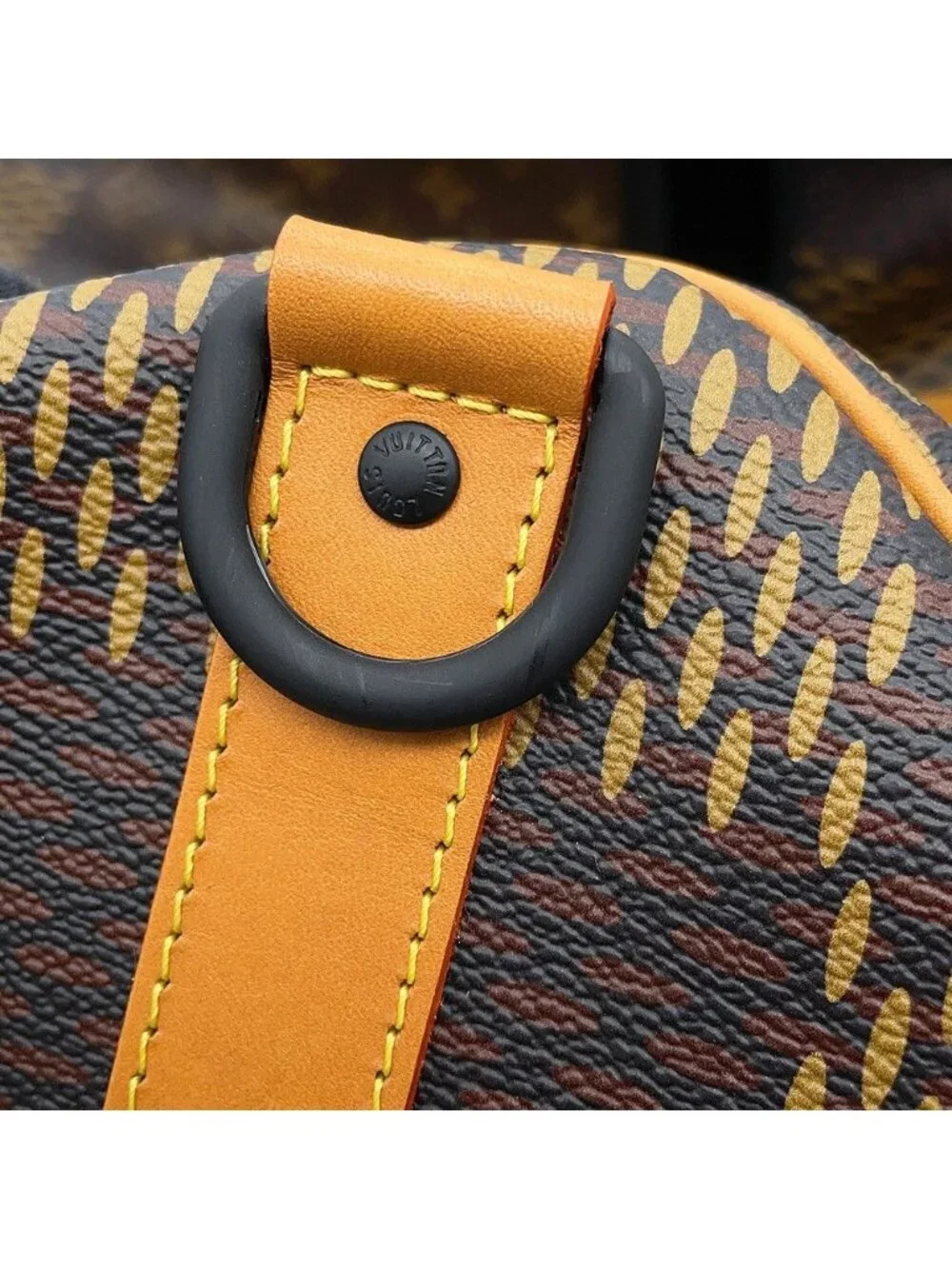 Louis Vuitton Boston Bag Damier Ebene Giant Monogram Keepall Bandouliere 50